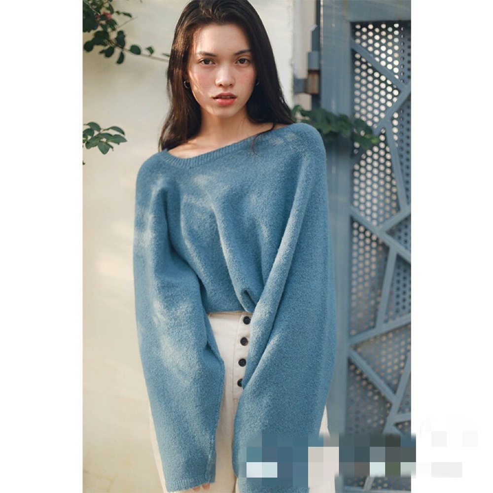 Irregular neckline sweater